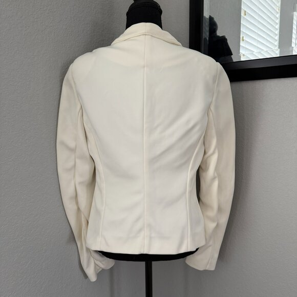 DONNA KARAN Ivory Cream Scuba Stretch Blazer Jacket Sz 8 - Picture 5 of 16